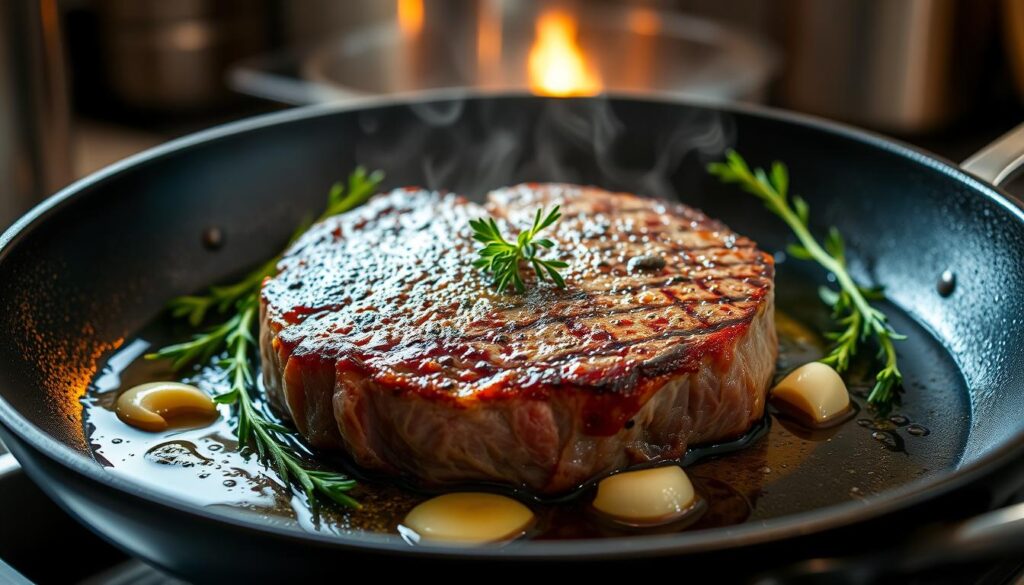 pan-searing round steak